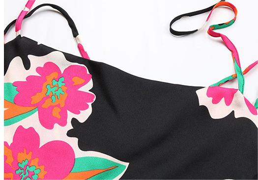 Summer Women Printed Mid Length Strap Dress