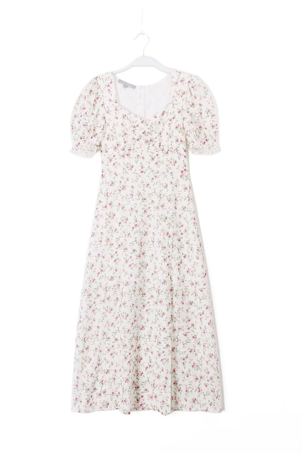 French Elegant Slim Fit High Waist Slit Sexy Print Square Collar Dress Summer Midi Dress