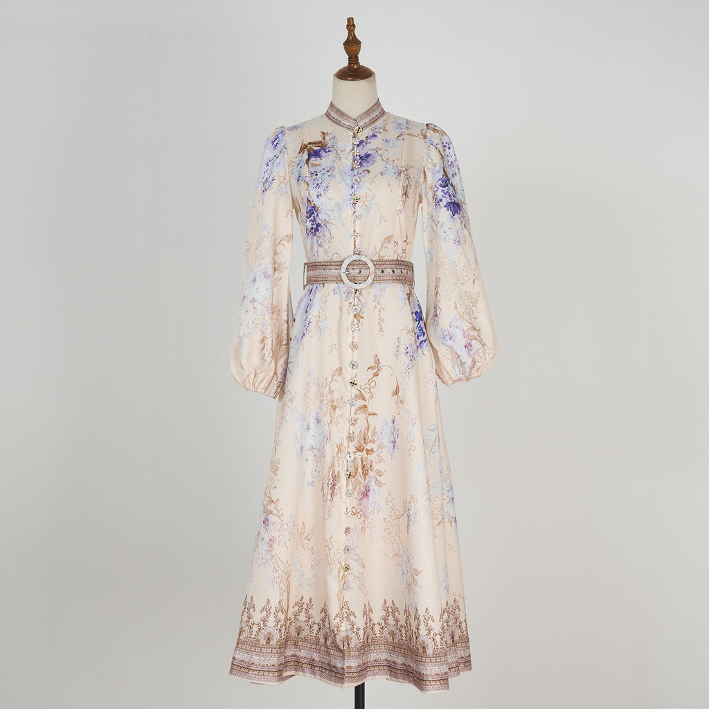 Women Spring And Autumn Printed Long Sleeve Elegant Dress