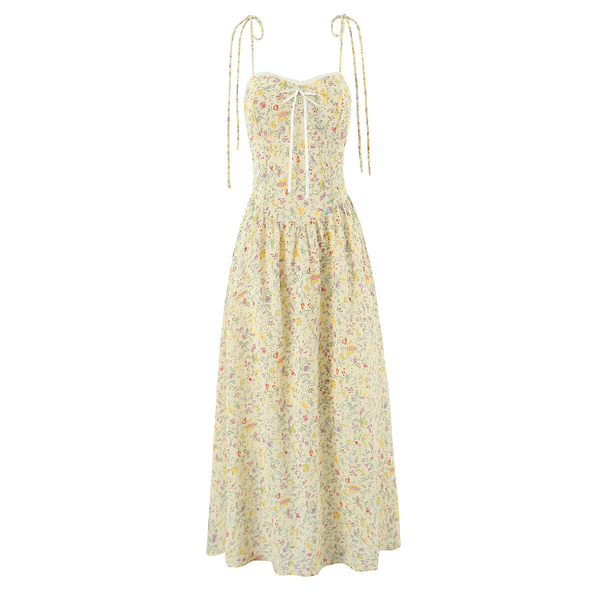 Women Sexy Backless Hip Women Bow Floral Strap Dress