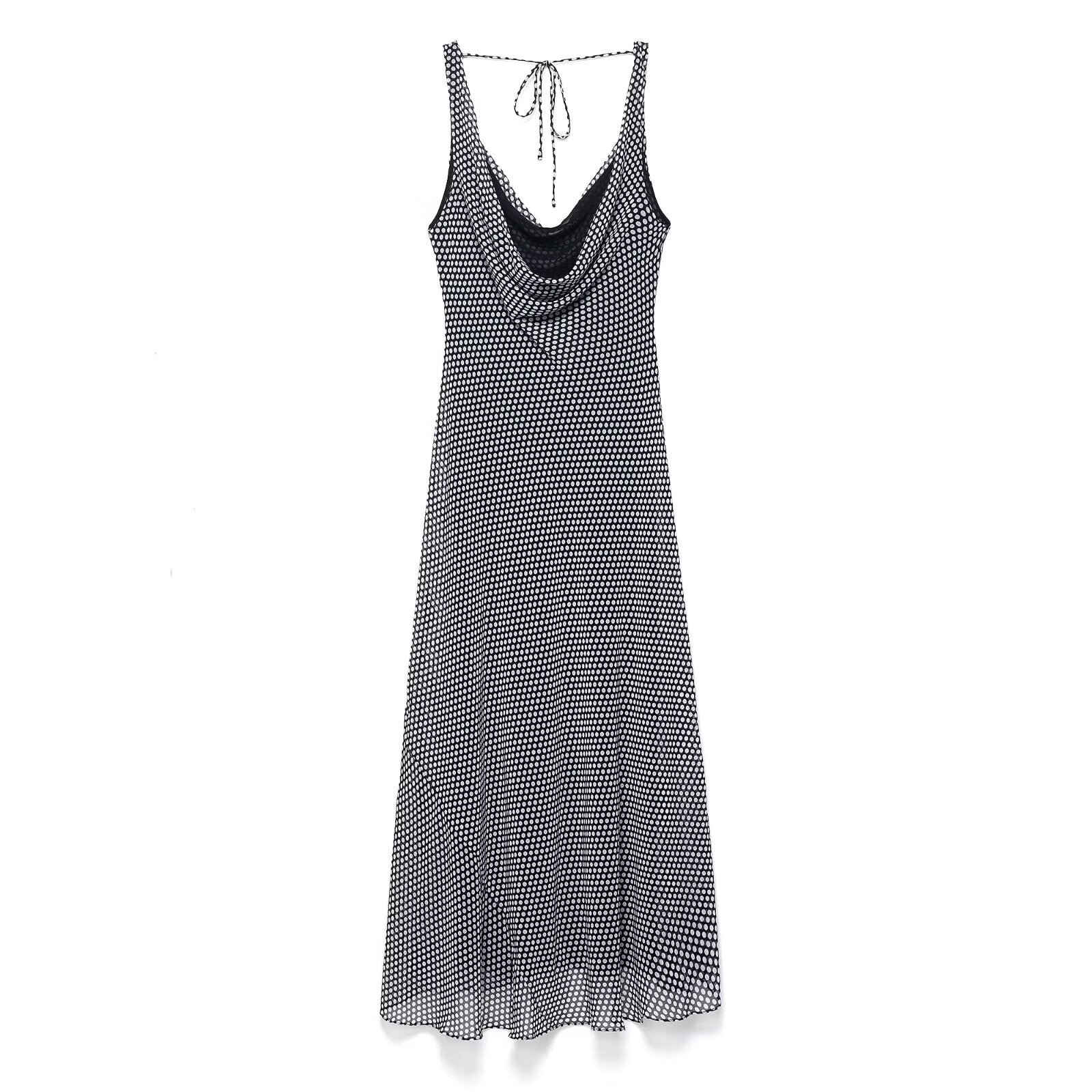 Homemade Women Clothing Series Polka Dot Midi Dress