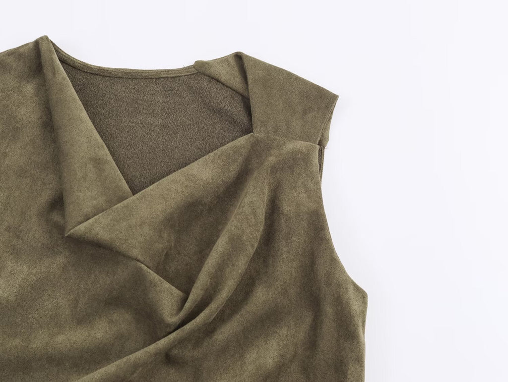 Women Clothing at Suede Effect Asymmetric Dress