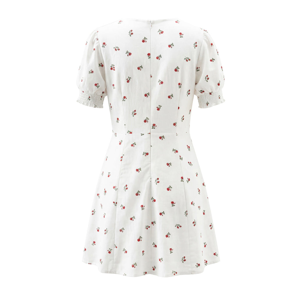 Autumn Women Clothing Waist Controlled Fashionable Sweet Puff Sleeve Dress Women