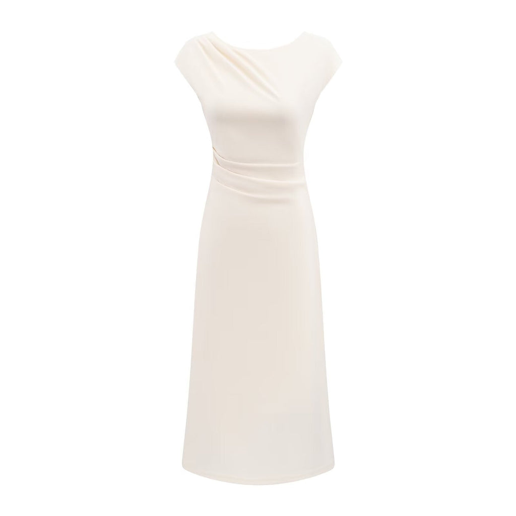 Lightly Mature Cinched Sleeveless Dress Women Simple Graceful Slim-Fit Design Slimming Chic Maxi Dress