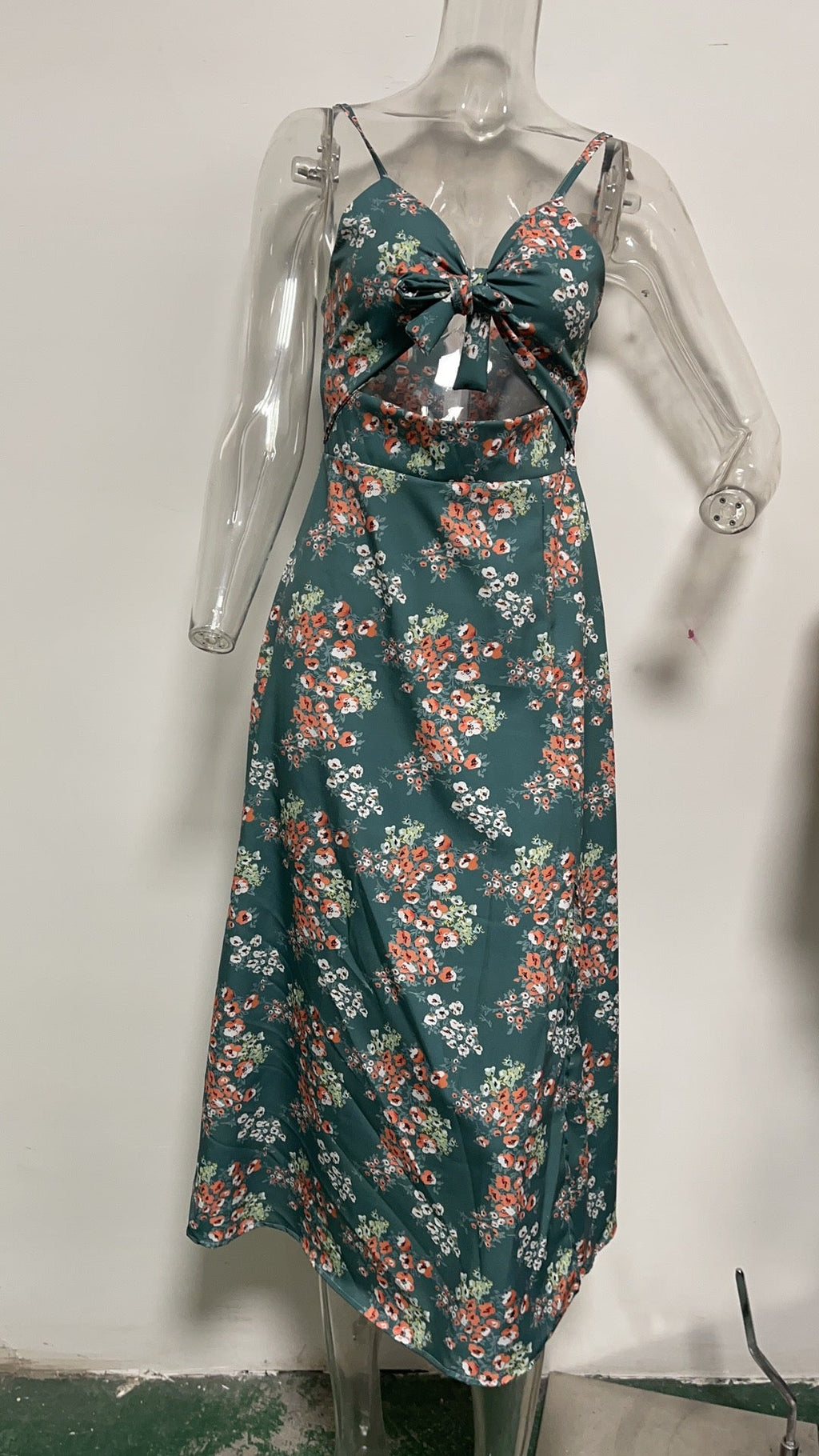 Sundress Spring Summer Small Maxi Floral Print Fresh Sweet Spaghetti-Strap Dress