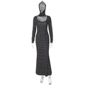 Women Clothing Autumn Winter Printed Elegant Slim Polka Dot Long Sleeve Dress