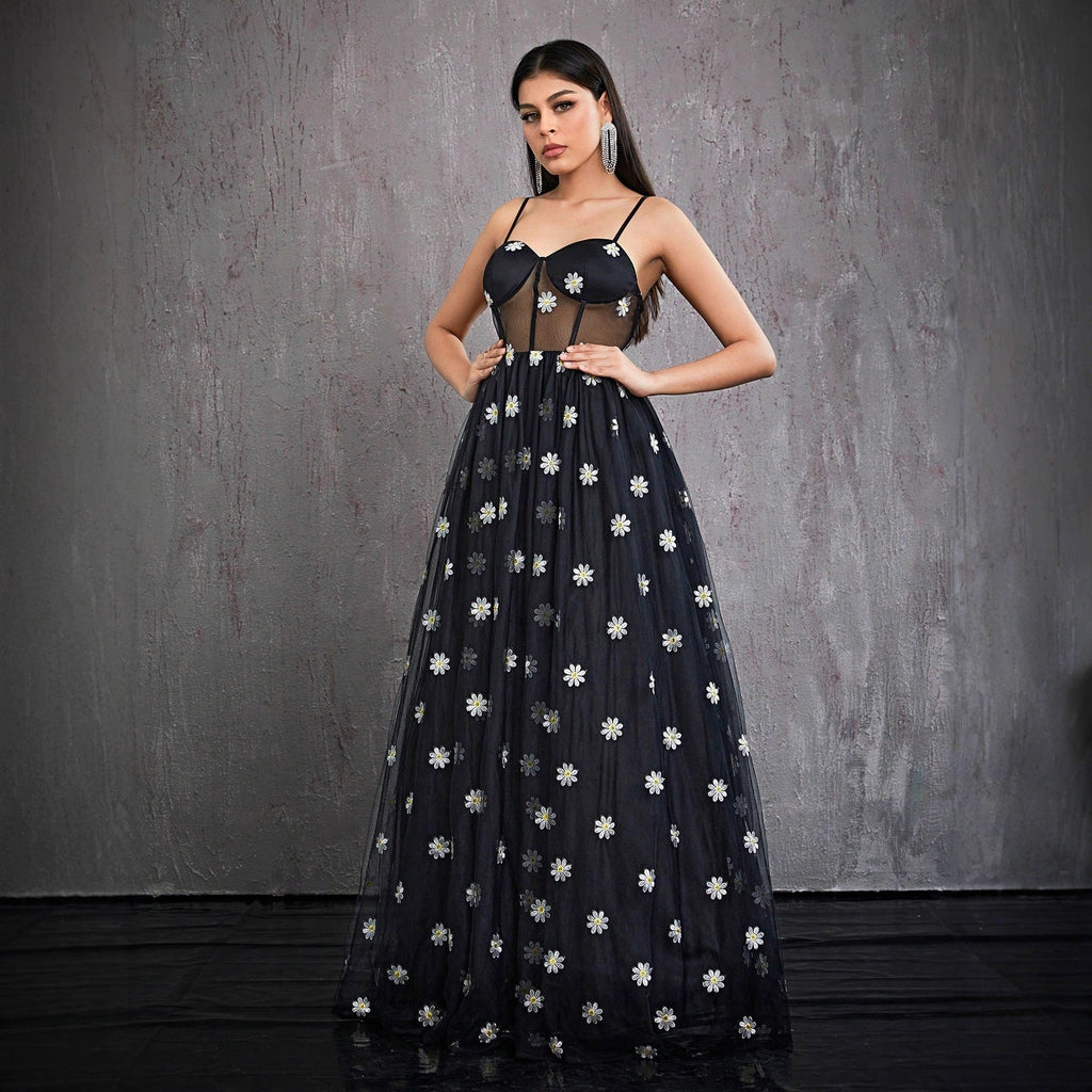 Women Clothing Sling See through Evening Dress Sexy Prom Party Dress