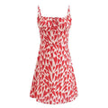 Summer Heart Shape Printed Figure Flattering Cinched Waist Lace-up Cami Dress Short Dress