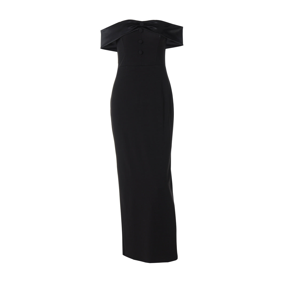 Women Clothing Summer off the Shoulder Gown Back Slit Slim Fit Maxi Dress