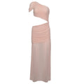 Shoulder Sleeve Pleating Cropped Outfit Mesh Stitching Solid Color Long Sheath Dress