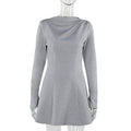 Autumn Casual Slim Fitting Simple Slimming Long Sleeve Narrow Dress Women