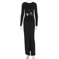 Women Clothing Maxi Dress Hollowed out Long Sleeve Dress