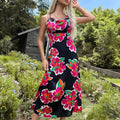 Summer Women Printed Mid Length Strap Dress
