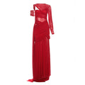 Autumn Sexy Slim Fit See through Irregular Asymmetric Ribbon Solid Color Dress Women