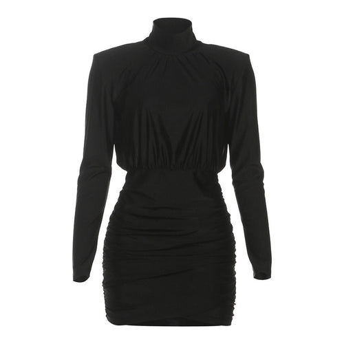 7Fall Sexy Slim Fit Turtleneck Long Sleeve Narrow Short Solid Color Dress