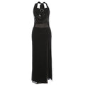 Women Clothing Autumn Sexy Mesh Stitching Halter Slim Fit Bandage Backless Dress