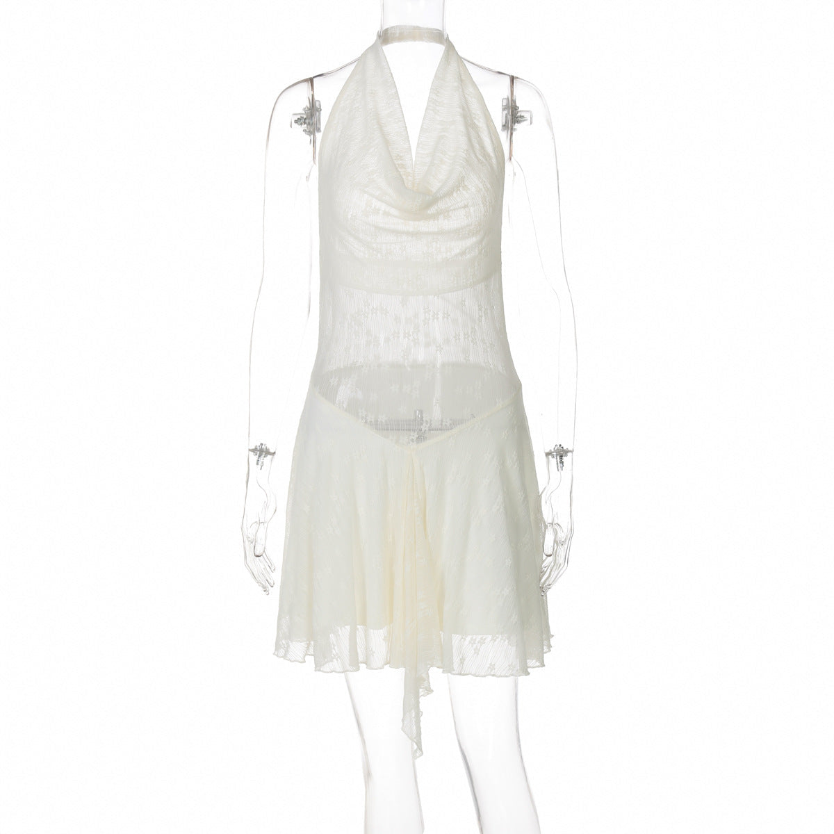 Women Clothing Summer Sexy Sexy Lace See through Halter Backless Dress