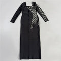 Square Collar Elegant Slim Fit Diamond Embedded Bandage Dress Ladies Party Party Evening Dress