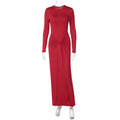 Women Clothing Winter Elegant Slim Twist Fold round Neck Long Sleeved Dress