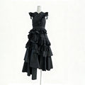 Spring Elegant Elegant Wooden Ear Stitching High Grade V neck Cross Maxi Dress Women Clothing